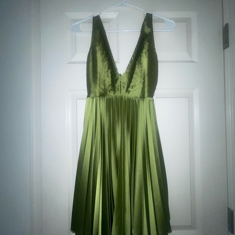 Abercrombie & Fitch Asymmetrical Dress in Olive Green